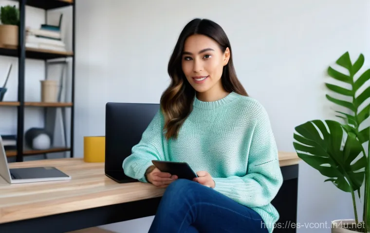 영상콘텐츠 전문가의 성공적인 프리랜서 활동 방법 - A dynamic shot of a focused freelance videographer, a woman in her late 20s, with a confident and cr...