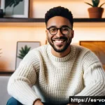 영상콘텐츠 전문가의 커뮤니티 참여 방법 - **Prompt:** A diverse content creator, aged 28, with a warm and genuine smile, sits comfortably in a...